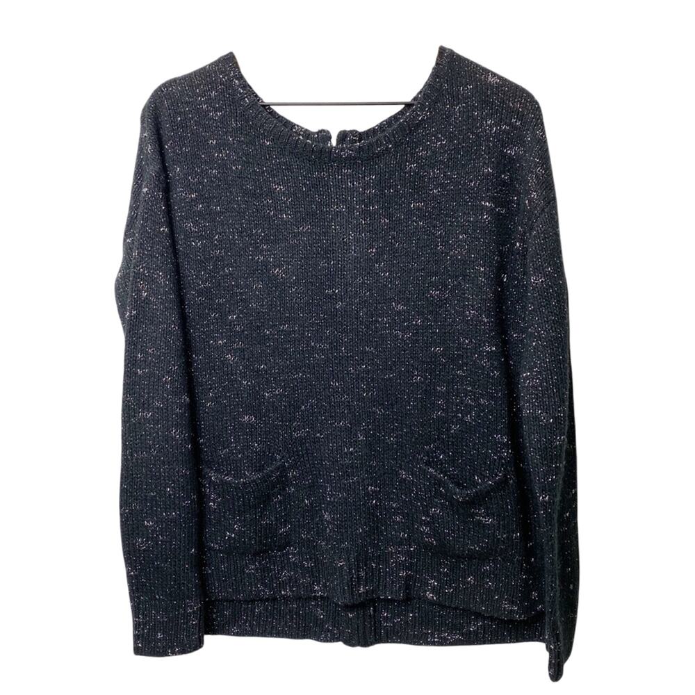 Halogen Black Sparkly Long Sleeve Shiny Women Sweater Medium BRAND NEW